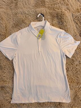 Men's All in Motion White jersey Polo Shirt - Lightweight Classic Fit